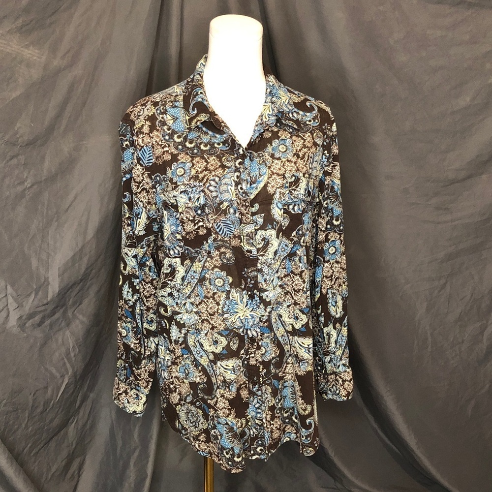 Floral Blouse Brown and Blue by Jones Wear